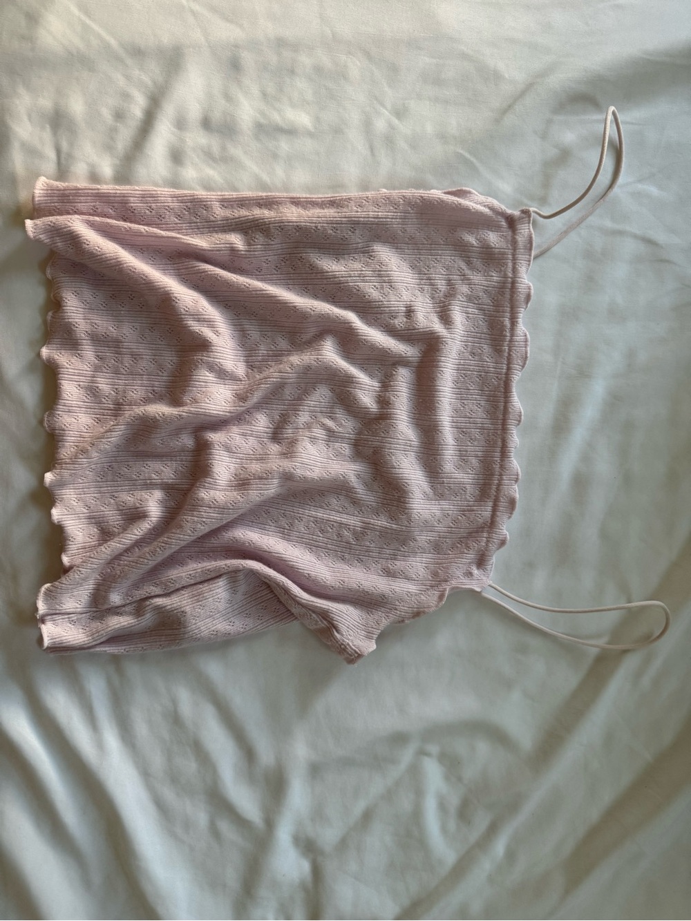 Garage Blush Pink Eyelet Knit Camisole with Scalloped Hem